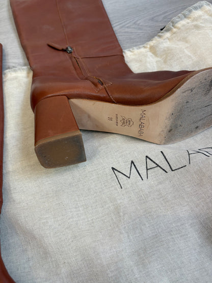 MALABABA. Botas altas camel piel. T 39