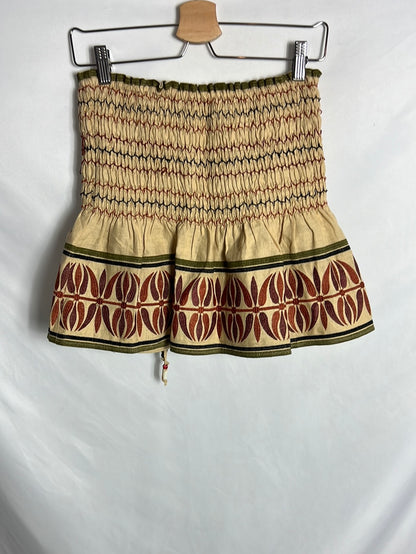 ZARA. Beige embroidered skirt/trousers S.xs