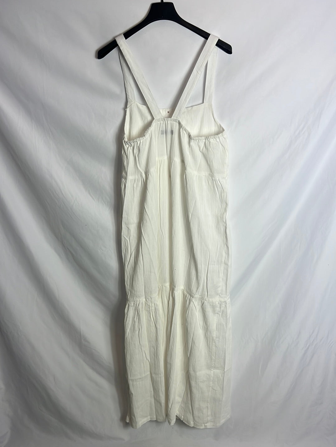 TEX. Vestido largo blanco textura. T L