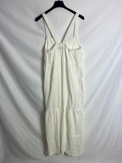 TEX. Vestido largo blanco textura. T L