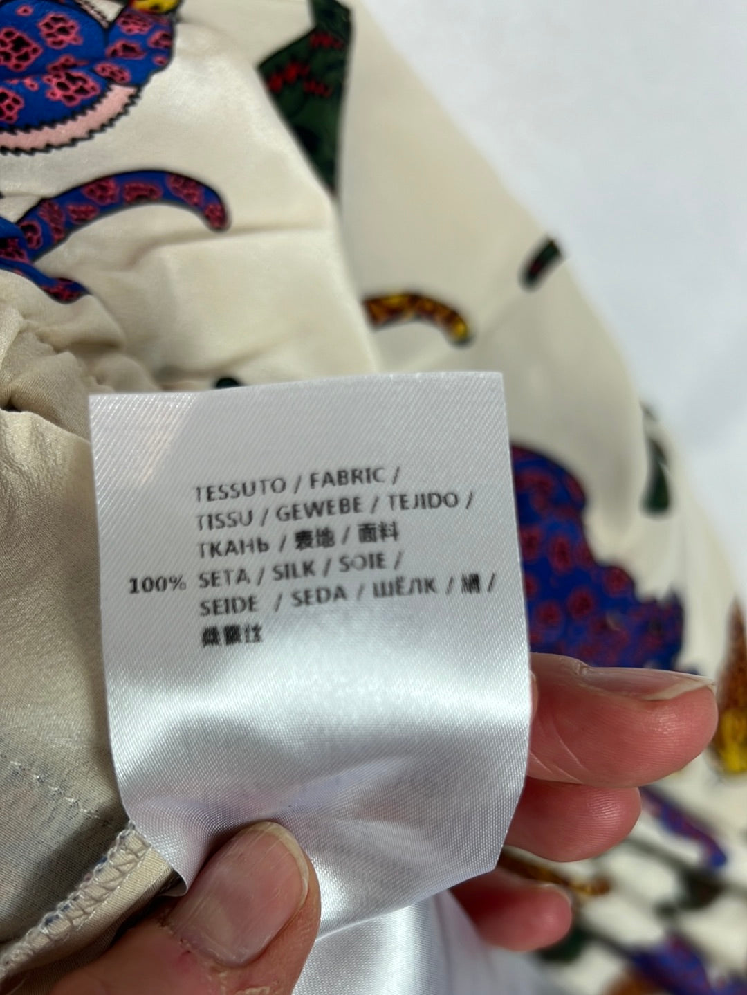 STELLA McCARTNEY. Silk-print trousers. Size 40