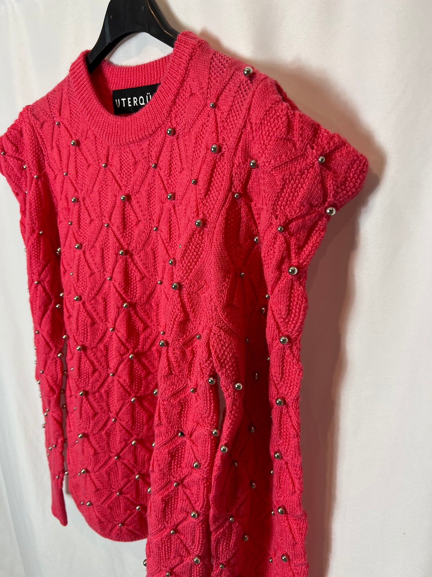 UTERQÜE. Jersey rosa perlas plateadas T.s