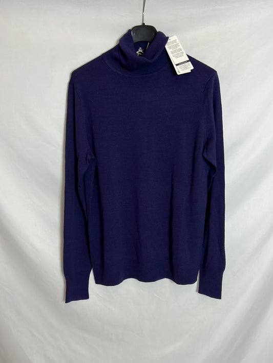 UNIQLO. Jersey morado/azul lana cuello alto. T M