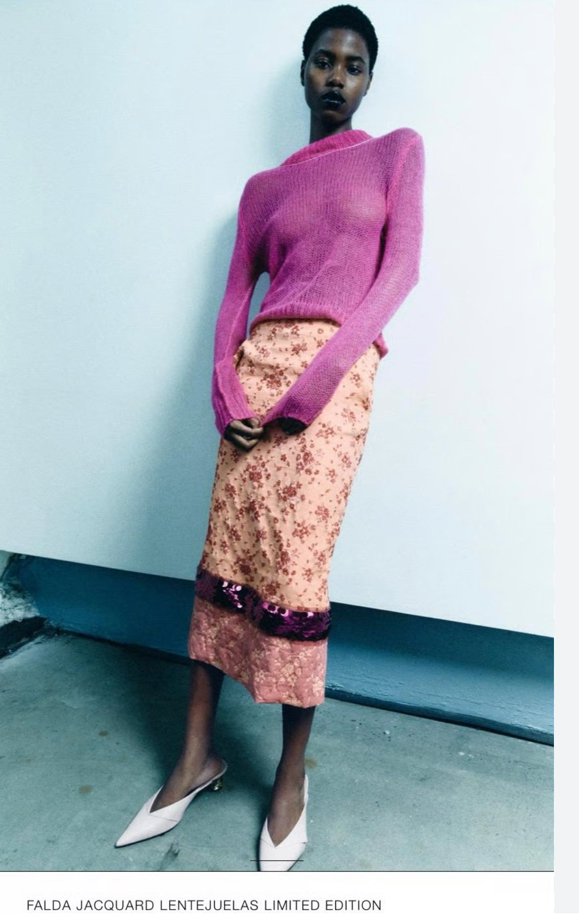 ZARA STUDIO. Embroidered midi skirt T.xs