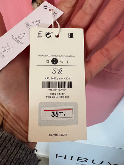 BERSHKA. Blazer rosa fluida. T S