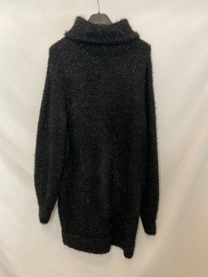 H&M. Jersey/vestido negro hilos brillantes T. XS
