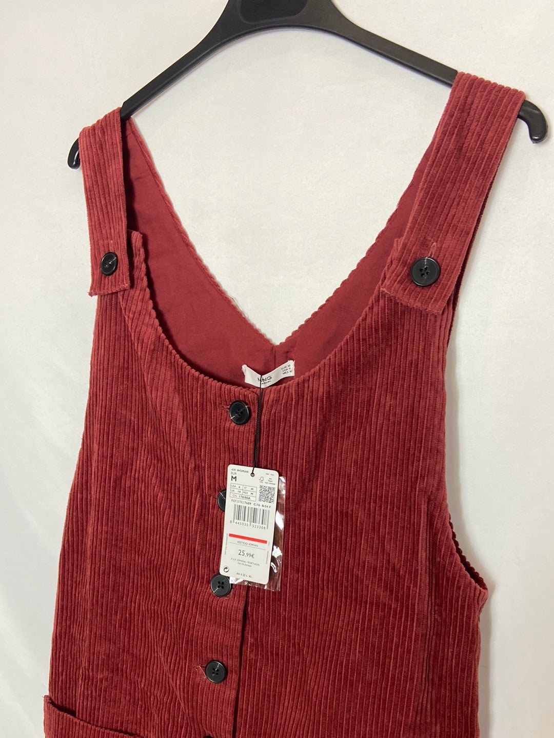 MANGO. Vestido pana burdeos T.m