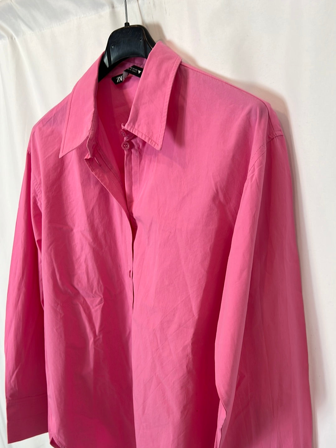 ZARA. Camisa rosa oxford T.xs