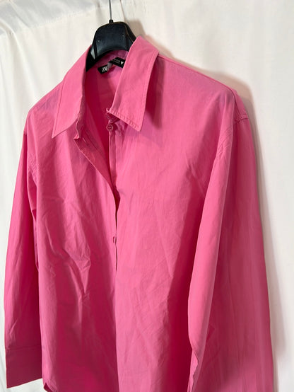 ZARA. Camisa rosa oxford T.xs