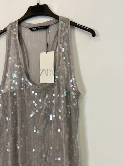 ZARA. Vestido largo lentejuelas T.xs