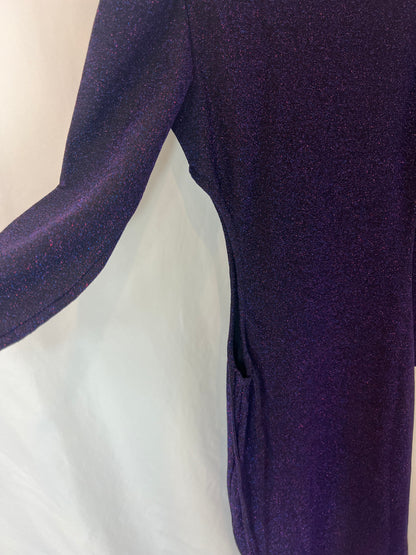 HIGH SPIRITS. Long purple dress with slits. TS