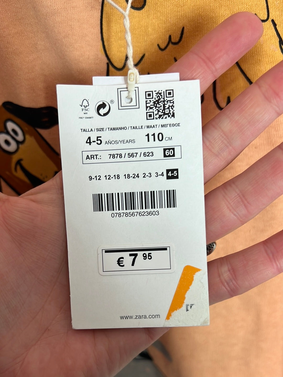 ZARA. Camiseta manga larga animales. T 4-5 años