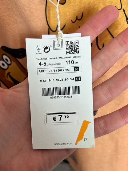 ZARA. Camiseta manga larga animales. T 4-5 años
