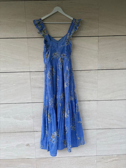 SOPHIE+LUCIE. Vestido largo azul estampado