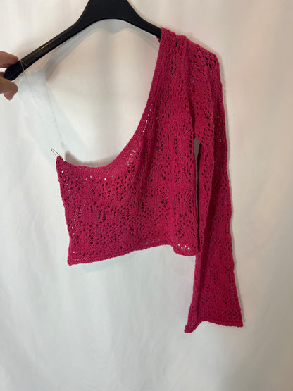 PULL&amp;BEAR. Pink crochet top T.xs