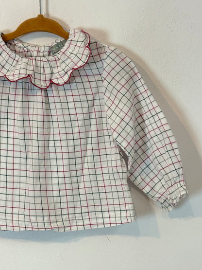 COCONUT . Camisa cuadros cuello volante. T 18-24 meses