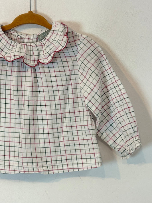 COCONUT . Camisa cuadros cuello volante. T 18-24 meses