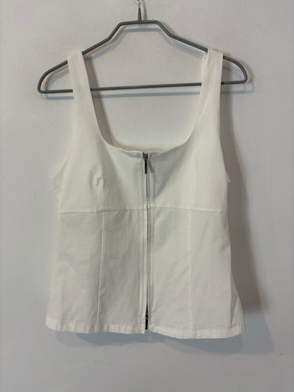 MANGO. Top blanco con detalle de cremallera