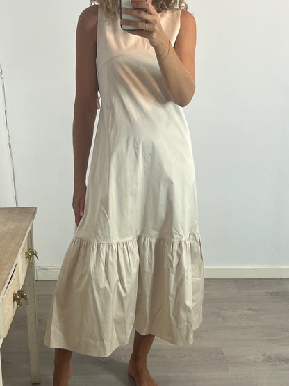 MASSIMO DUTTI. Beige midi dress with back detail. TXS