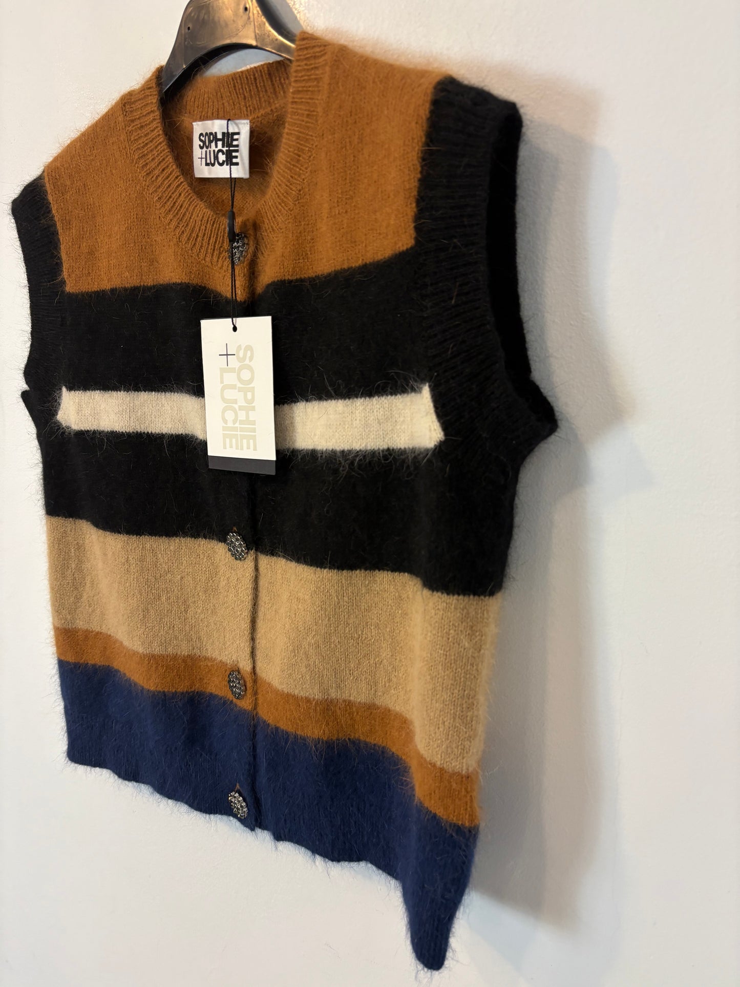 SOPHIE AND LUCIE. Chaleco rayas angora