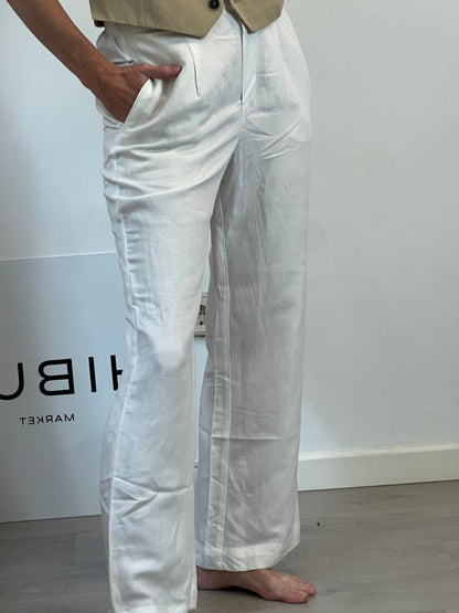 OYSHO. Pantalón lino blanco  T.s