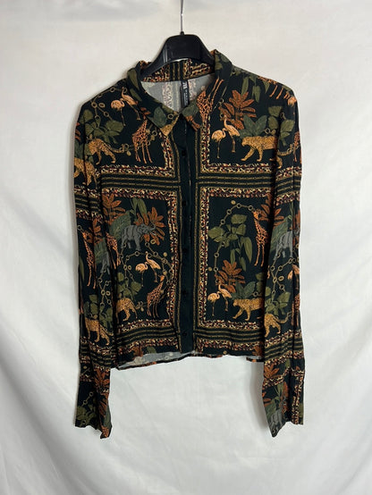 ZARA. Animal print blouse, size XL (m/l)