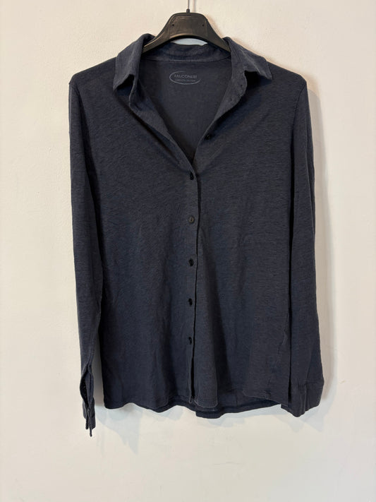 FALCONERI. Top lino azul abotonado