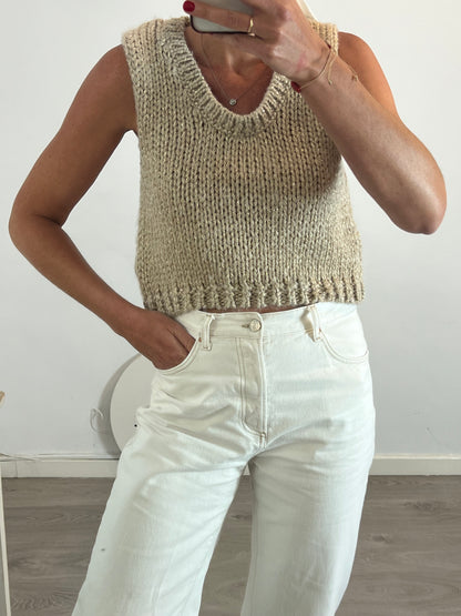 ZARA. Gold thread knit top Tl