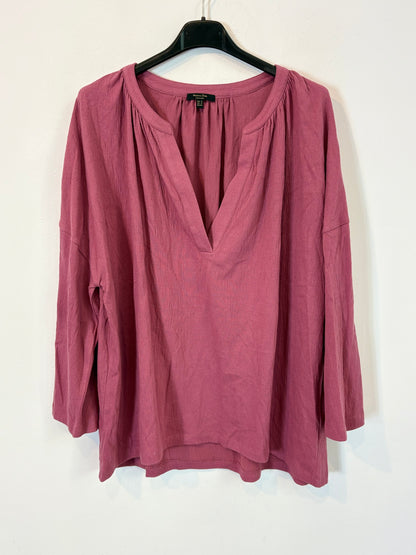 MASSIMO DUTTI. Textured pink blouse. T XS