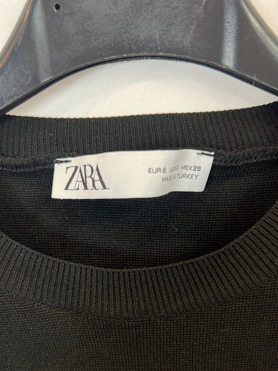 ZARA. Black studded top with T-sleeves