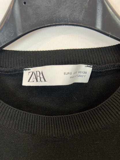 ZARA. Black studded top with T-sleeves