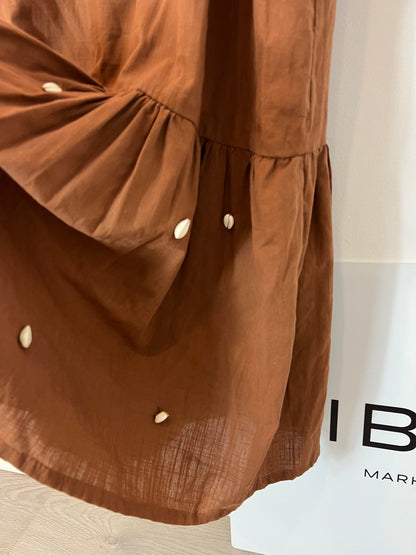 WAMY. Vestido marrón caracolas T.m/l