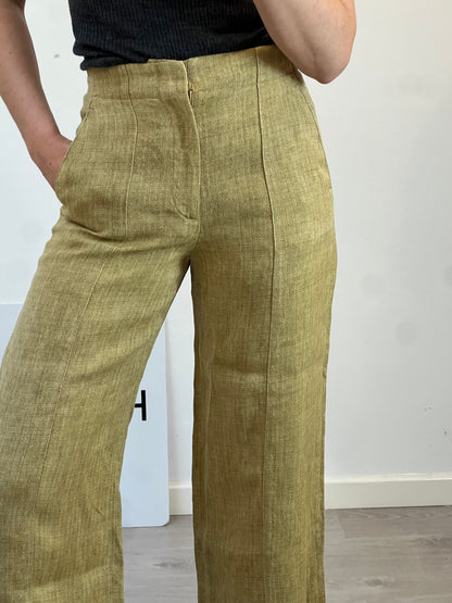 ZARA. Pantalón lino jaspeado. T S