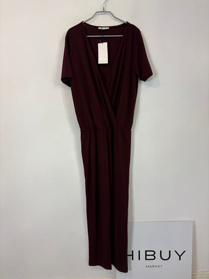 ZARA. Mono largo canalé fluido granate