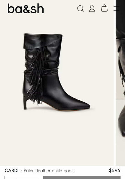 BA&SH. Botines piel flecos. T 39