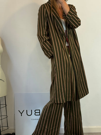 MOMONI. Chaqueta larga rayas mezcla