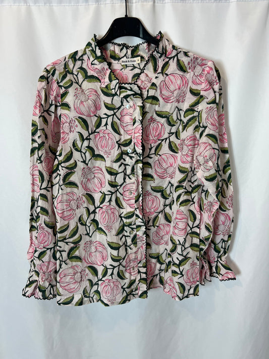 ROCK&GOLD. Blusa flores rosas T.s