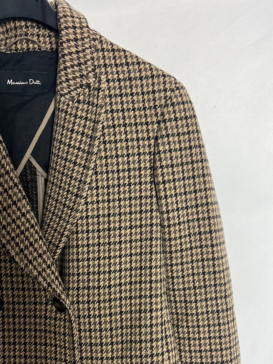 MASSIMO DUTTI. Abrigo pata de gallo lana. T38