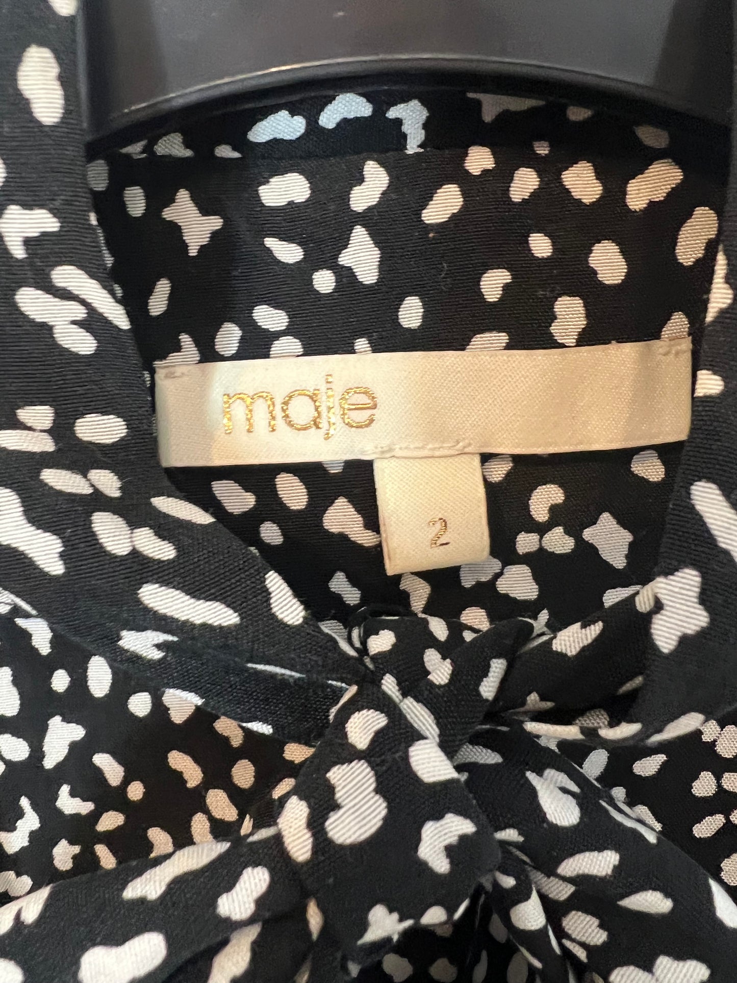MAJE. Flowy black printed blouse. Size 2(M)