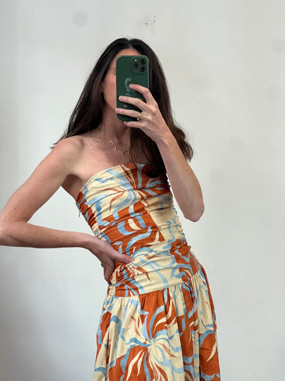 ZARA. Short green gathered dress. TS