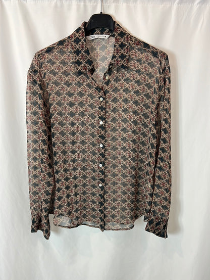 ZARA. Printed blouse with threads Tm
