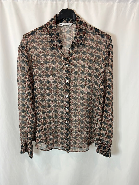 ZARA. Printed blouse with threads Tm