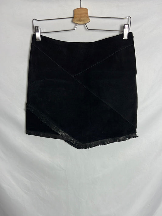 MAJE. Falda corta piel doble textura. T 38 (TARA)