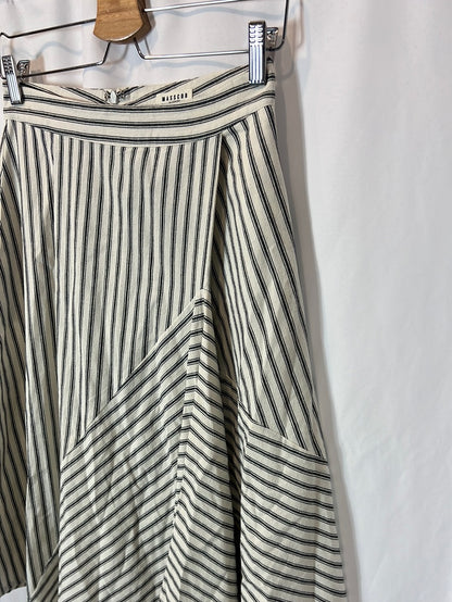 MASSCOB. Falda midi rayas asimétrica. T 36