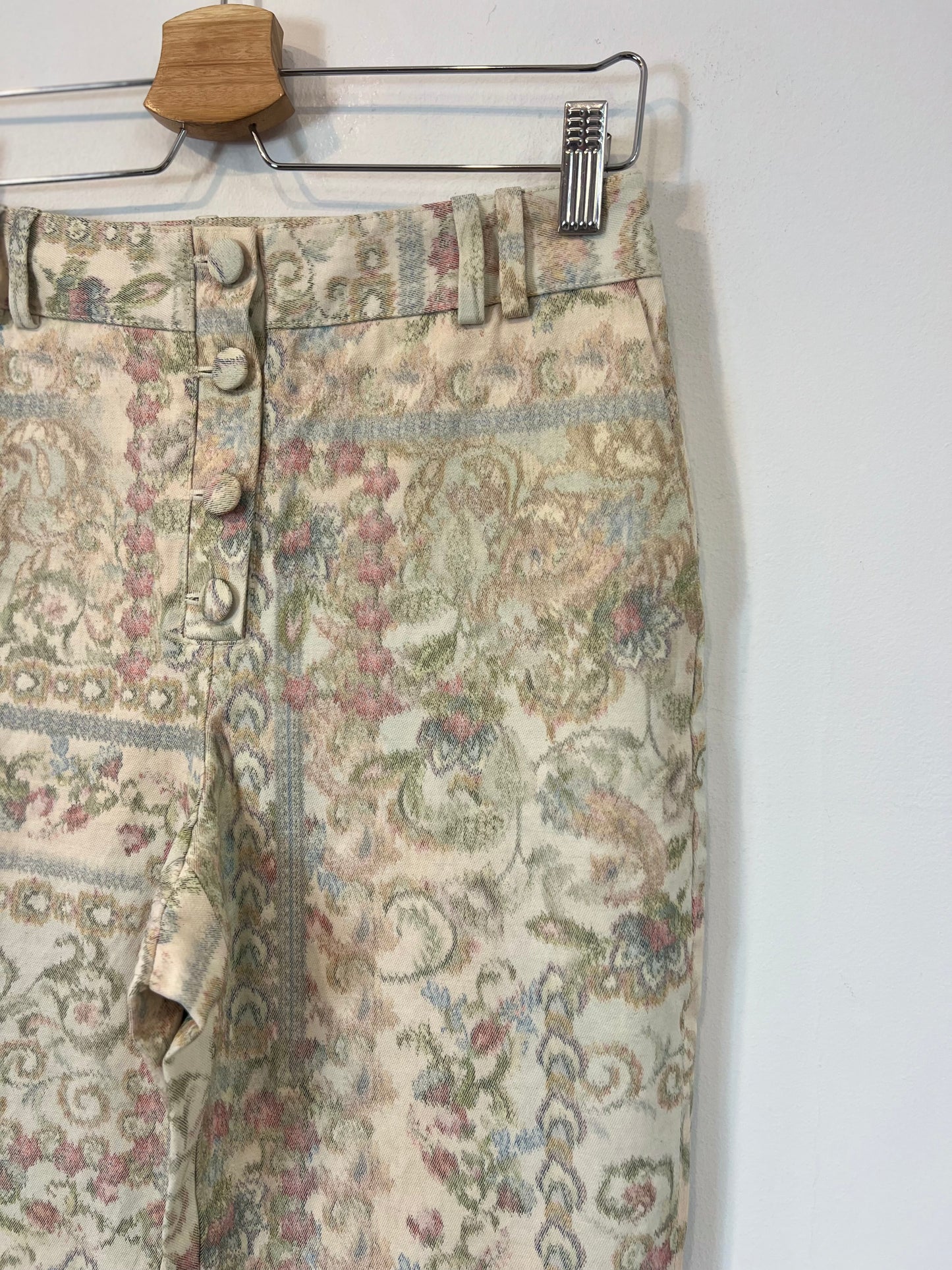 PEDRO DEL HIERRO. Beige printed trousers, size 36