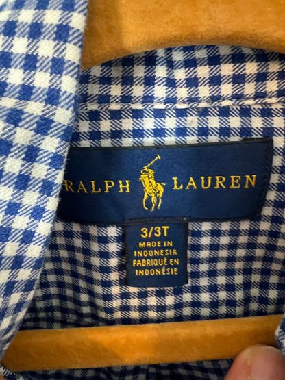 RALPH LAUREN. Camisa cuadros mini azules y blancos. T 3 años