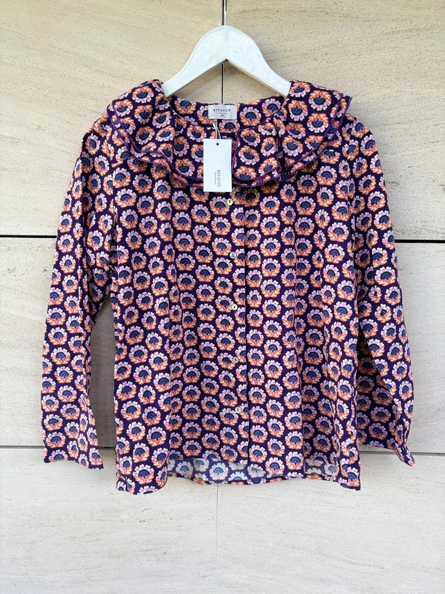 RITAVON. Textured printed blouse. T.S.