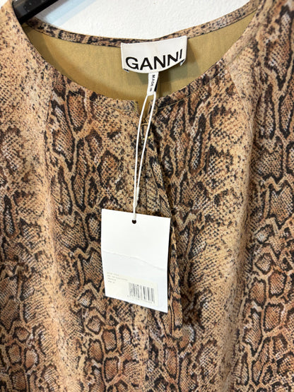 GANNI. Vestido largo snake print