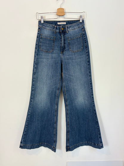 PS. DONTFORGETME. Denim pata ancha bolsillos