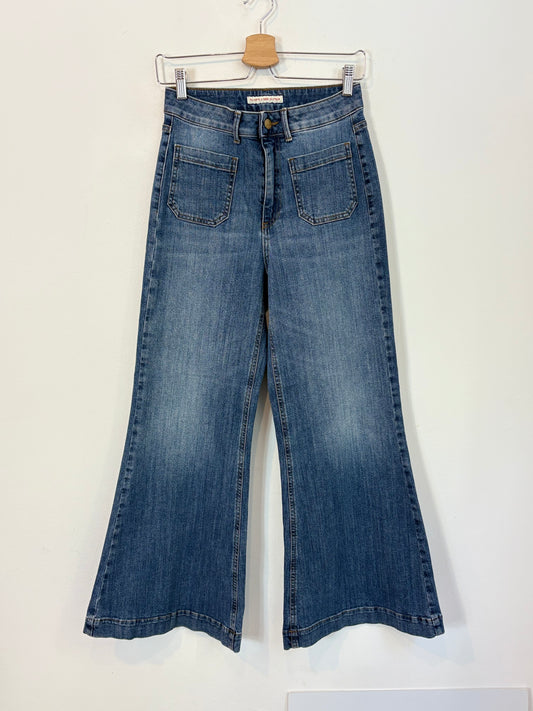PS. DONTFORGETME. Denim pata ancha bolsillos